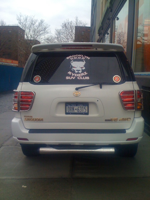 SUV club asshole on the sidewalk