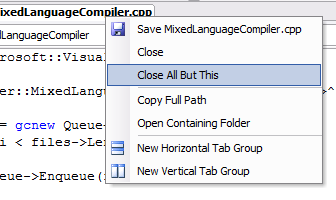 Visual Studio 2005's "close all but this"