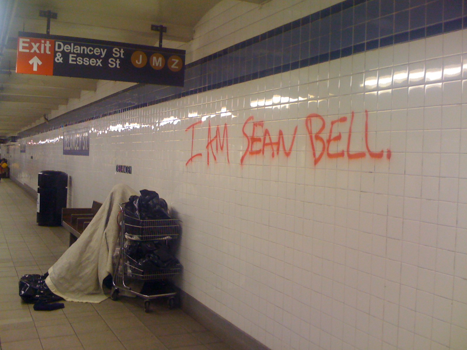 Sean Bell graffiti in the Delancy St. station
